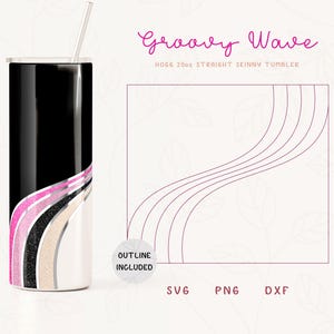Wavy Split Tumbler Template SVG for Hogg 20oz Straight Skinny Tumbler Cut File | Stripes Burst Template for Tumbler | Commercial Use