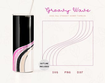 Wavy Split Tumbler Template SVG for Hogg 20oz Straight Skinny Tumbler Cut File | Stripes Burst Template for Tumbler | Commercial Use