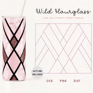 Hourglass V Split Tumbler Template SVG, DXF, PNG for Hogg 20oz Straight Skinny | Burst Template for Tumblers | Commercial Use Cut File