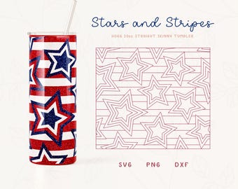 USA Sterne Burst Becher Vorlage SVG, DXF für Hogg 20oz gerade dünne Becher | Burst Template für Becher | Kommerzielle Nutzung Cut File