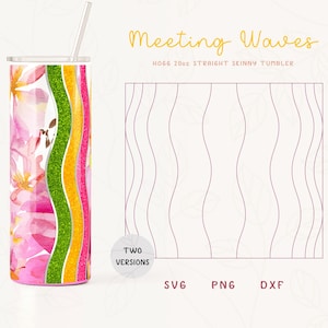 Wavy Split Tumbler Template SVG for Hogg 20oz Straight Skinny Tumbler Cut File | Stripes Burst Template for Tumbler | Commercial Use