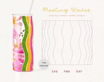 Wavy Split Tumbler Template SVG for Hogg 20oz Straight Skinny Tumbler Cut File | Stripes Burst Template for Tumbler | Commercial Use