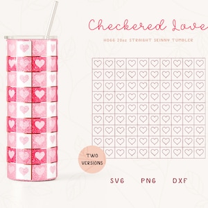 Heart Plaid Tumbler Template SVG for Hogg 20oz Straight Skinny Tumbler, Burst Template for Straight Tumblers, Skinny Tumbler Sublimation Png