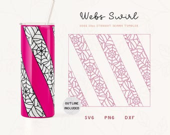 Halloween Swirl Template SVG for Hogg 20oz Straight Skinny Tumbler | Webs&Stripes Burst Template for Tumbler | Commercial Use Cut File