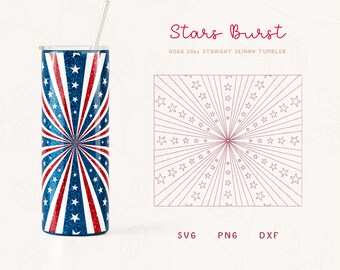 Star Burst Tumbler Template SVG, DXF, PNG for Hogg 20oz Straight Skinny | Split Template for Tumbler | Skinny Tumbler Sublimation Png