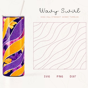 Wavy Swirl Burst Tumbler Template SVG for Hogg 20oz Straight Skinny Tumbler | Burst Template for Tumblers | Commercial Use Cut File