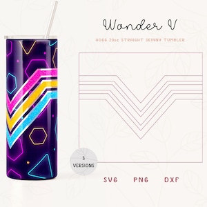Retro V Split Tumbler Template SVG, DXF, PNG for Hogg 20oz Straight Skinny | Burst Template for Tumblers | Commercial Use Cut File