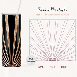 Art Deco Tumbler Template SVG, DXF, for Hogg 20oz Straight Skinny | Sun Burst Split Template for Tumblers | Commercial Use