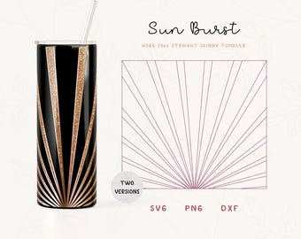 Art Deco Tumbler Template SVG, DXF, for Hogg 20oz Straight Skinny | Sun Burst Split Template for Tumblers | Commercial Use