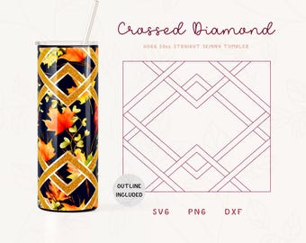 Diamant Wellen Becher Vorlage SVG, DXF, PNG für Hogg 20oz gerade dünne Becher | Burst Template für Becher | Kommerzielle Nutzung Schnittdatei