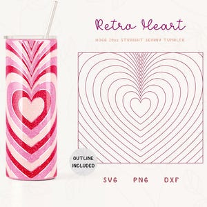 Heart Burst Tumbler Template SVG for Hogg 20oz Straight Skinny Tumbler | Burst Template for Straight Tumblers | Commercial Use Cut File