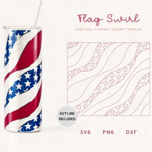 Wavy 4th of July Swirl Burst Tumbler Template SVG for Hogg 20oz Straight Skinny Tumbler | Burst Template for Tumblers | Skinny Tumbler Png