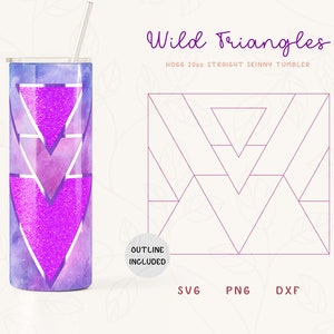 Boujee Tangram Template SVG, DXF for Hogg 20oz Straight Skinny Tumbler | Geometric Burst Template | Tumbler | Skinny Tumbler Sublimation Png