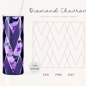 Diamond Chevron Tumbler Template SVG, DXF for Hogg 20oz Straight Skinny Tumbler | Burst Template for Tumblers | Commercial Use Cut File