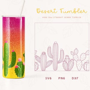 Cactus Burst Tumbler sjabloon SVG voor Hogg 20oz Straight Skinny Tumbler | Burst-sjabloon voor bekers | Commercieel gebruik