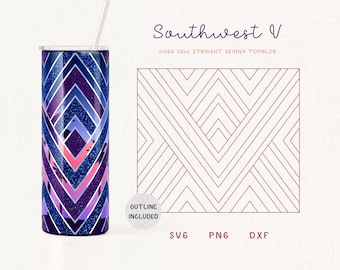 Diamant V Becher Vorlage SVG, DXF, PNG für Hogg 20oz gerade dünne Becher | Burst Template für Becher | Kommerzielle Nutzung Schnittdatei