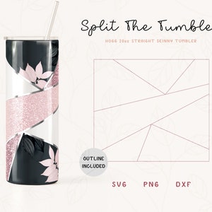 Split Tumbler Template SVG, DXF for Hogg 20oz Straight Skinny | Tangram Burst Template for Tumbler | Geometric Burst Template