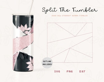 Split Tumbler Template SVG, DXF for Hogg 20oz Straight Skinny | Tangram Burst Template for Tumbler | Geometric Burst Template