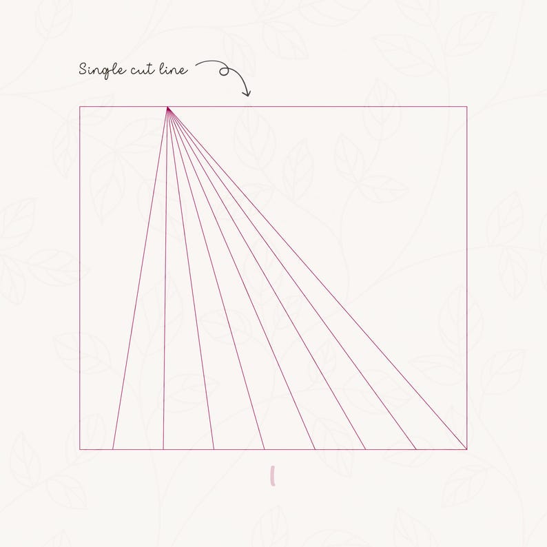 May include: Diagram showing a single cut line on a square piece of paper. The cut line is at the top corner of the square and extends diagonally to the bottom right corner. The cut line is labeled "Single cut line".