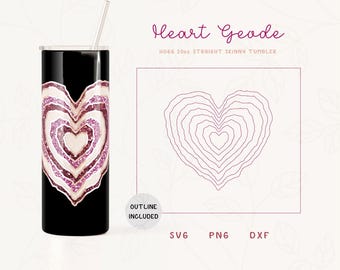 Geode Heart Burst Tumbler Template SVG for Hogg 20oz Straight Skinny Tumbler | Burst Template for Tumblers | Commercial Use Cut File