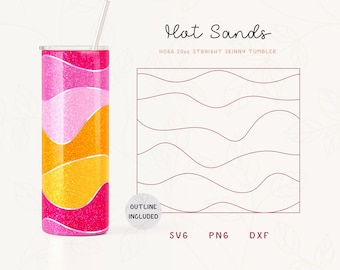 Sand Waves Burst Tumbler Template SVG for Hogg 20oz Straight Skinny Tumbler | Burst Template for Tumblers | Commercial Use Cut File