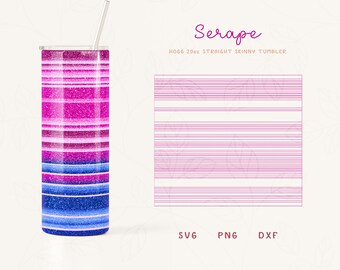 Serape Stripes Burst Tumbler Template SVG for Hogg 20oz Straight Skinny Tumbler | Rainbow Burst Template | Skinny Tumbler Sublimation Png