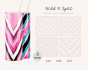 V Split Tumbler Template BUNDLE SVG DXF for Skinny Straight Hogg 20oz | Geometric Burst Template for Tumblers