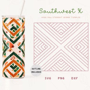 Diamond X Tumbler Template SVG, DXF, PNG for Hogg 20oz Straight Skinny Tumblers | Burst Template for Tumblers | Commercial Use Cut File