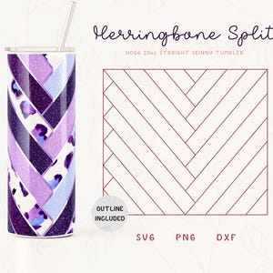 V Split Herringbone Tumbler Template SVG, DXF for Hogg 20oz Straight Skinny Tumbler | Burst Tumbler Template | Commercial Use Cut File