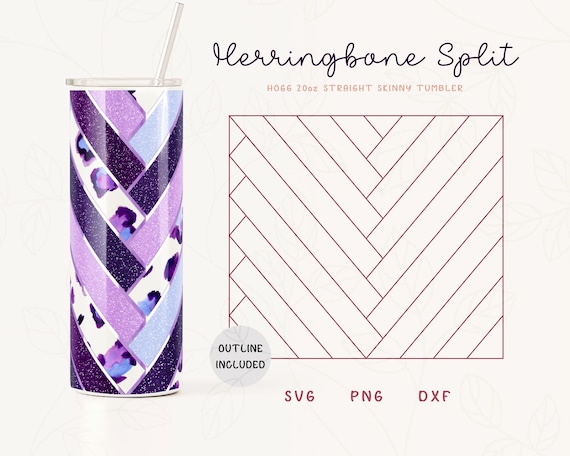 V Split Herringbone Tumbler Template SVG, DXF for Hogg 20oz Straight Skinny Tumbler | Burst Tumbler Template | Commercial Use Cut File