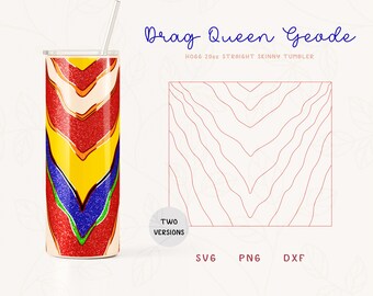 Geode V Split | Drag Queen Inspired Tumbler Template SVG for Hogg 20oz Straight Skinny Tumbler | Burst Template for Tumblers