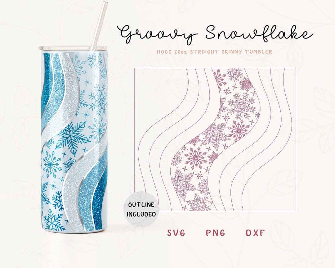 Groovy Script Snowflake Groovy Snowflake Template SVG for Hogg 20oz Straight Skinny Tumbler ...