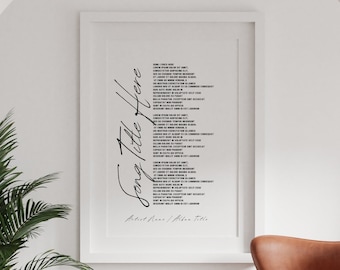 Custom Song Lyrics Print, Song Lyric Wall Art, Personalized Wedding Gift, Anniversary Gift, Birthday Gift