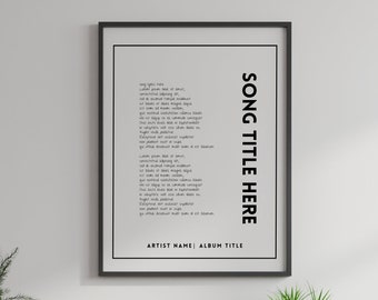 Custom Song Lyrics Print | Song Lyric Wall Art | Framed or Unframed