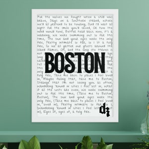 Framed Dermot Kennedy Lyrics &#39;Boston&#39; Poster / Dermot Kennedy Merch