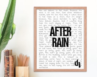 Framed Dermot Kennedy Lyrics 'After Rain' Poster / Dermot Kennedy Merch