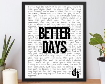 Framed Dermot Kennedy Lyrics 'Better Days' Poster / Dermot Kennedy Merch