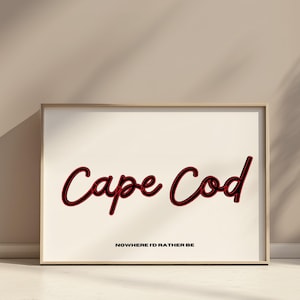 Cape Cod Art Print | Digital Download Cape Cod Wall Art | Cape Cod Typography Poster