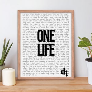 Framed Dermot Kennedy Lyrics &#39;One Life&#39; Poster / Dermot Kennedy Merch