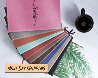 Personalized Vegan Leather Journal: Custom Engraved Notebook
