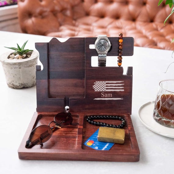 木製電話ドッキングステーション アッシュキーホルダー ウォレット