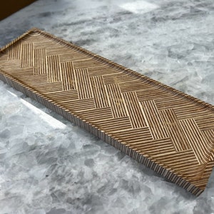 Decorative Tray - &quot;Herring bone&quot; pattern plywood