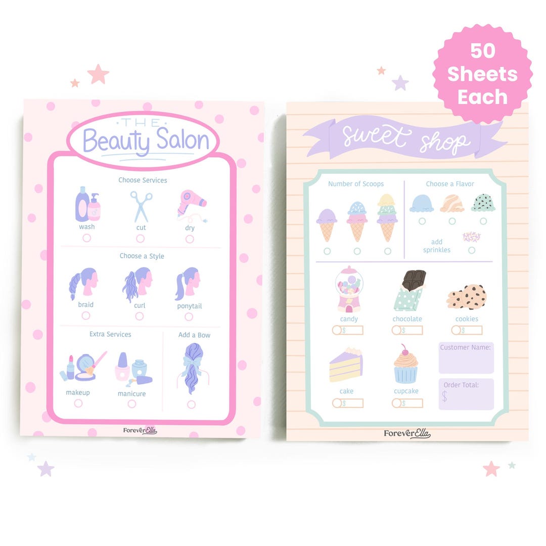 Saloon Notepad Beauty Salon & Sweet Shop Pretend Play Notepad Set | 2 Kids Role Play ...
