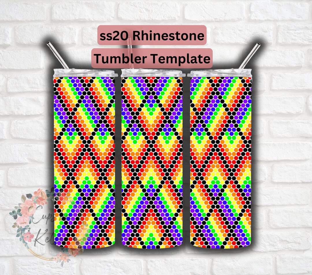 Rainbow Argyl Ombre Rhinestone Tumbler Template, Ss20 Rhinestone ...