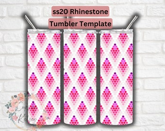 Pink Purple Ombre Rhinestone Tumbler Template, ss20 Rhinestone Template, 20oz HOGG, Honeycomb Pattern, Pink Ombre Design, Seamless Pattern