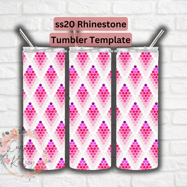 Pink Purple Ombre Rhinestone Tumbler Template, ss20 Rhinestone Template, 20oz HOGG, Honeycomb Pattern, Pink Ombre Design, Seamless Pattern