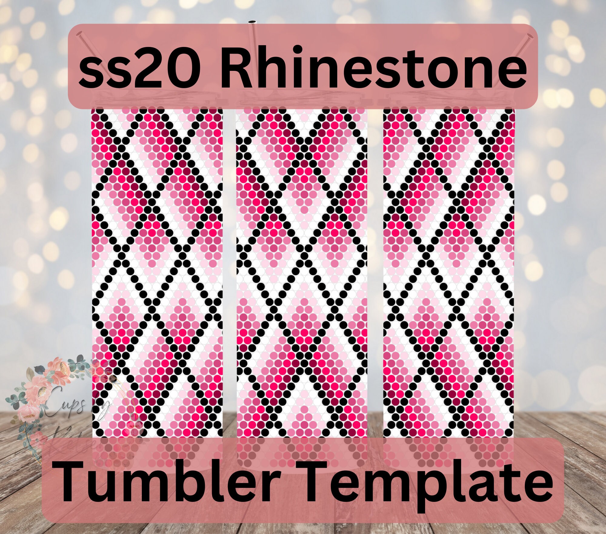 Pink Argyl Ombre Rhinestone Tumbler Template, Ss20 Rhinestone Template ...