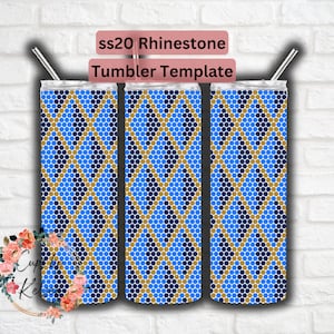 Diamond Rhinestone Tumbler Template, ss20 Rhinestone Template, 20oz Skinny HOGG, Honeycomb Pattern, Seamless Pattern, Template for Tumblers
