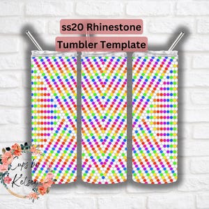 Rhinestone Tumbler Template, ss20 Rhinestone Template, 20oz Skinny HOGG, Honeycomb Pattern, Seamless Pattern, Template for Tumblers, Rainbow
