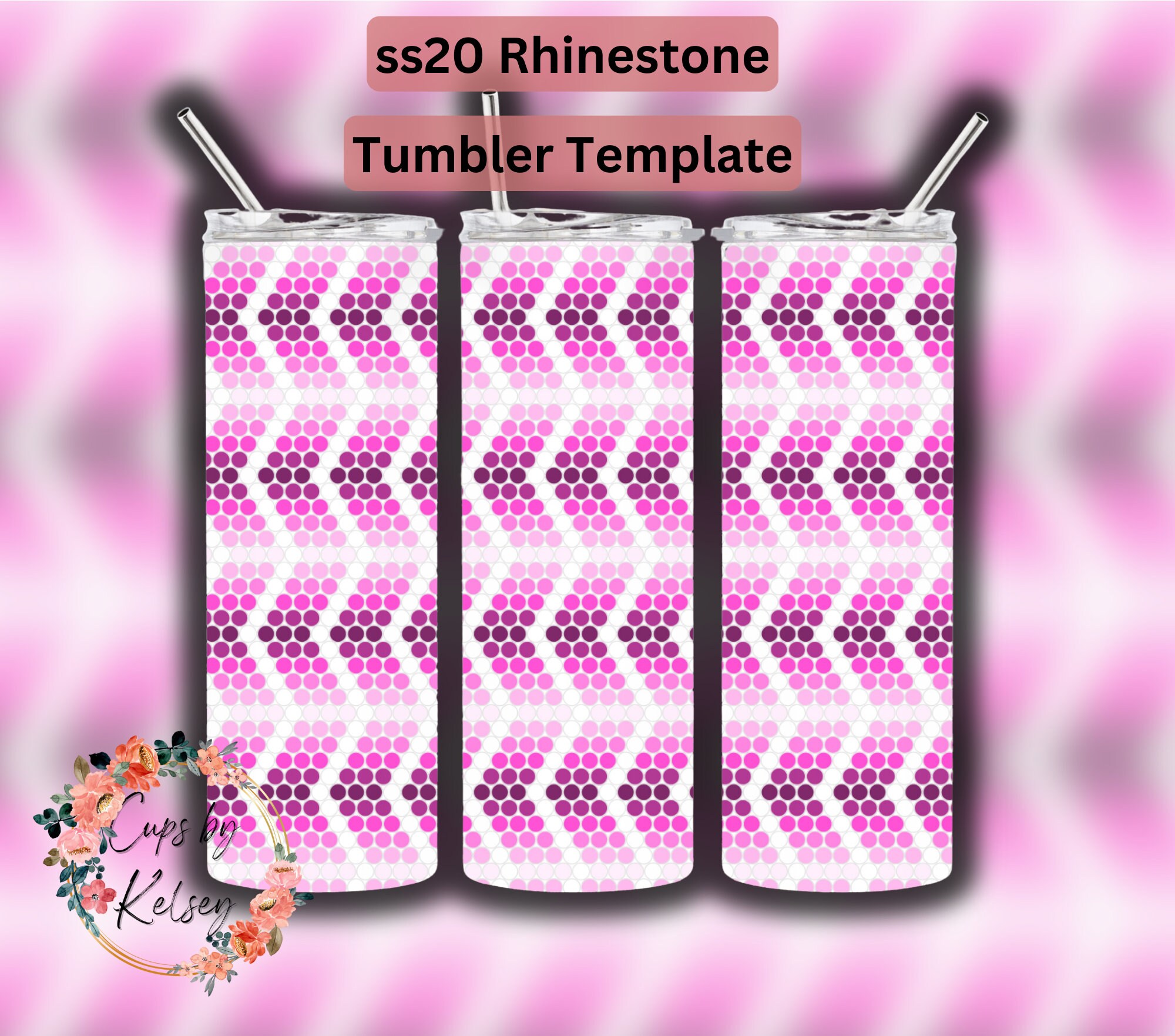 Rhinestone Tumbler Template, Zig Zag, Ss20 Rhinestone Template, 20oz ...